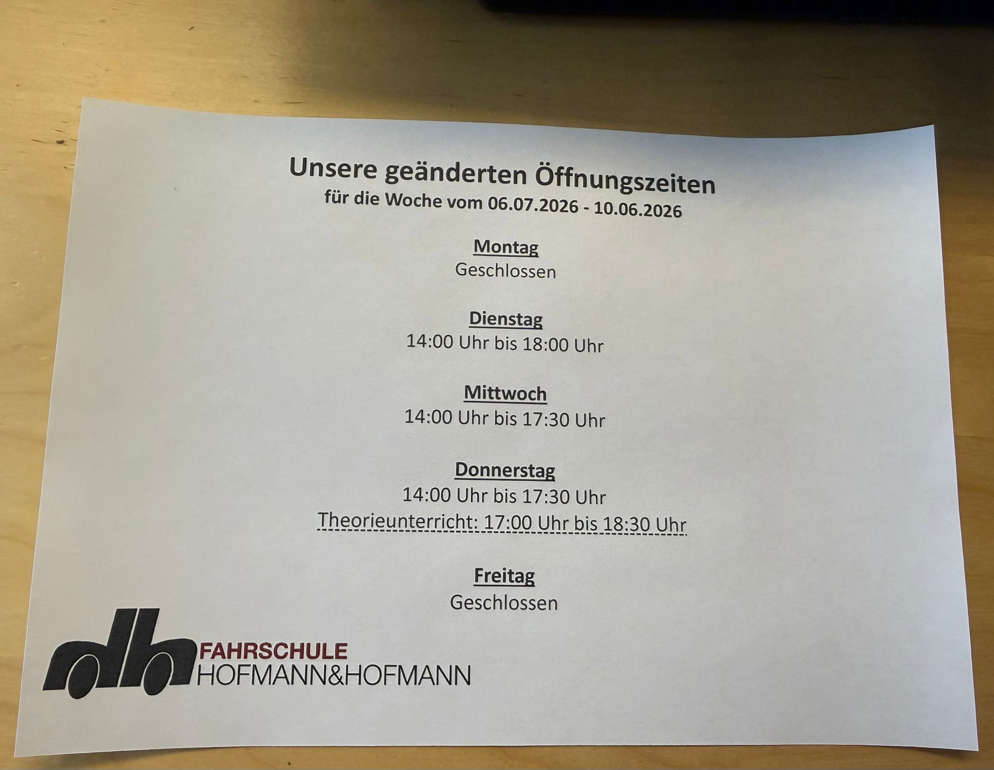 Geänderte Öffnungszeiten Filiale Ringelberg
